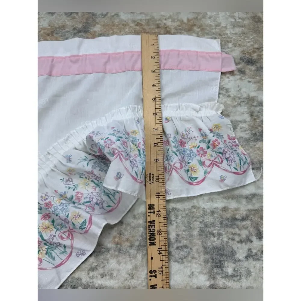 Vintage 4-Pc Cottagecore Cafe Curtains Valance Floral Butterflies USA